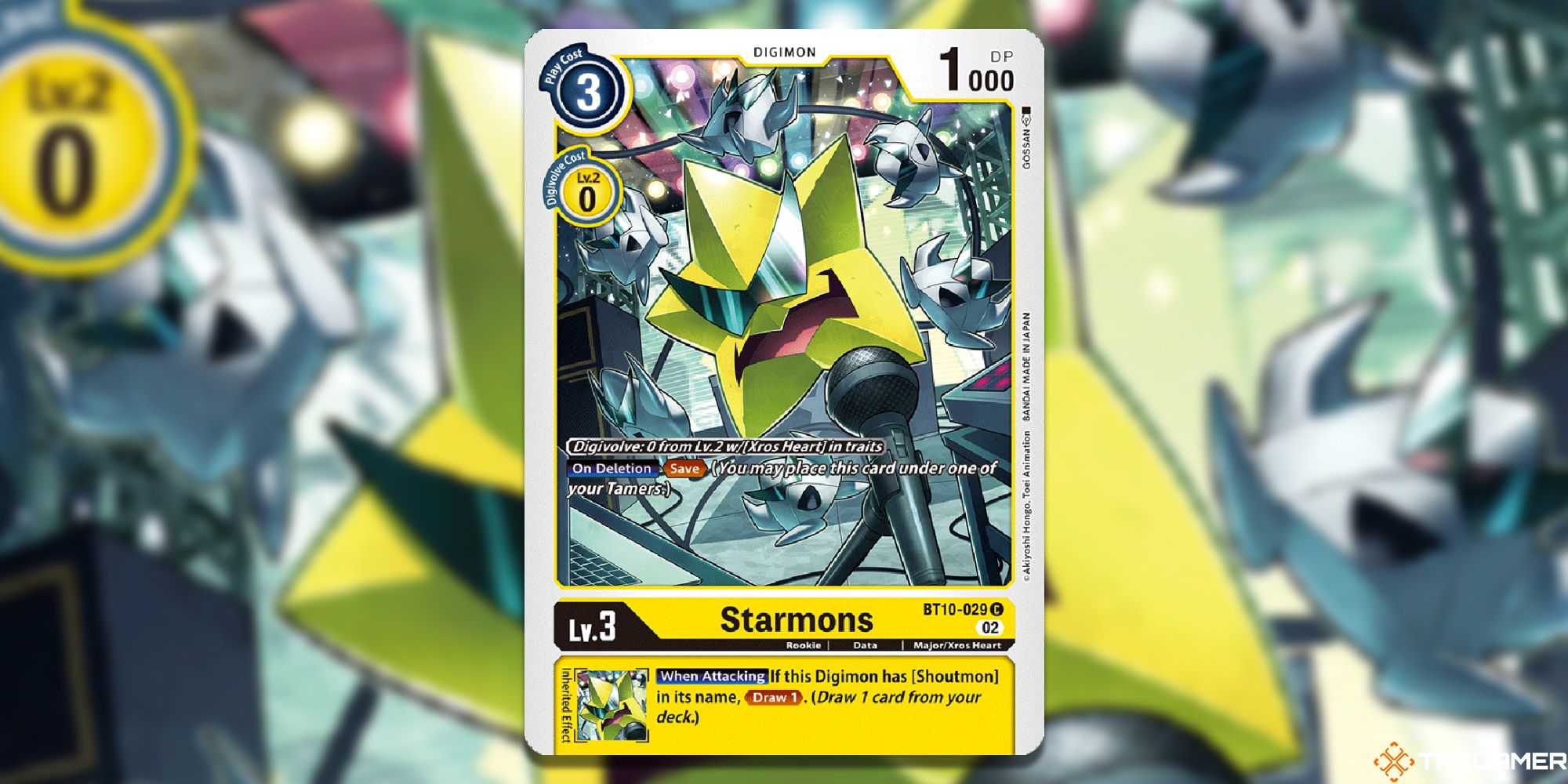 starmons card from digimon card game bt10 with blur