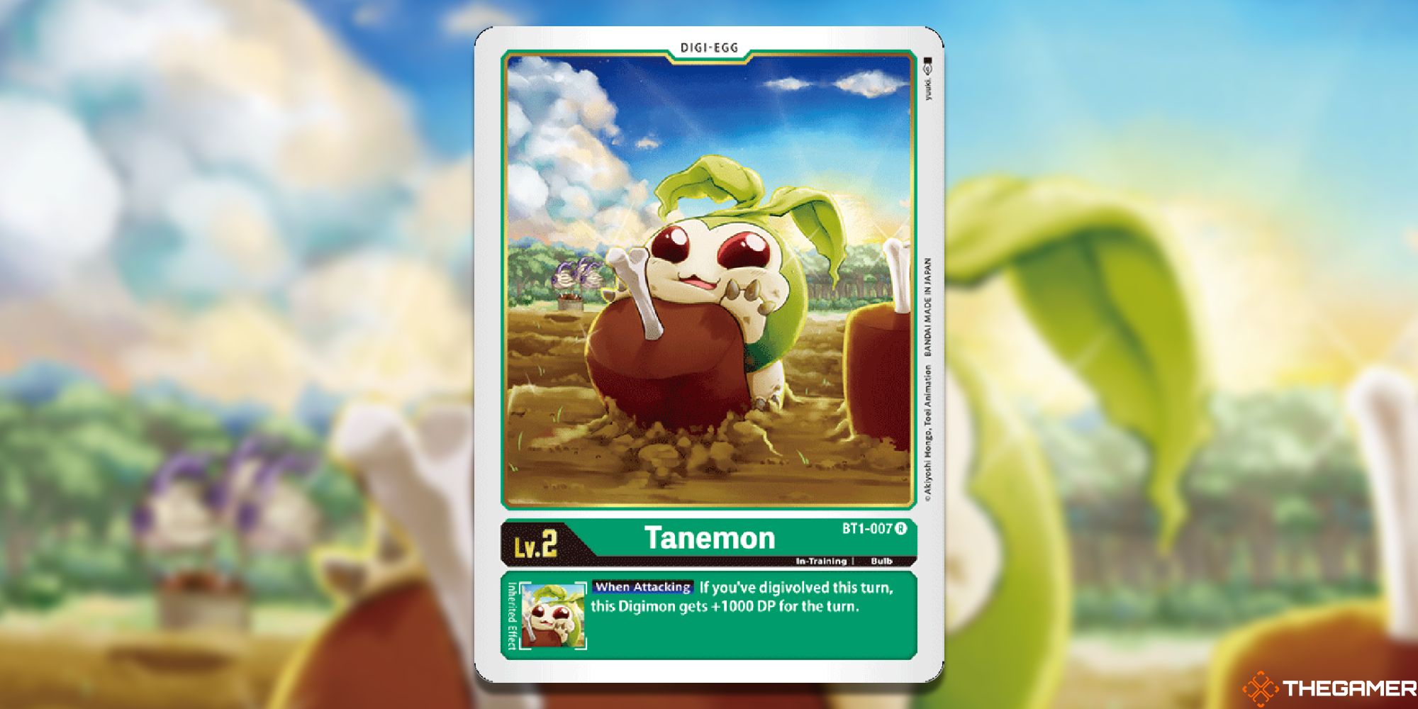tanemon bt digimon card game with blur and logo