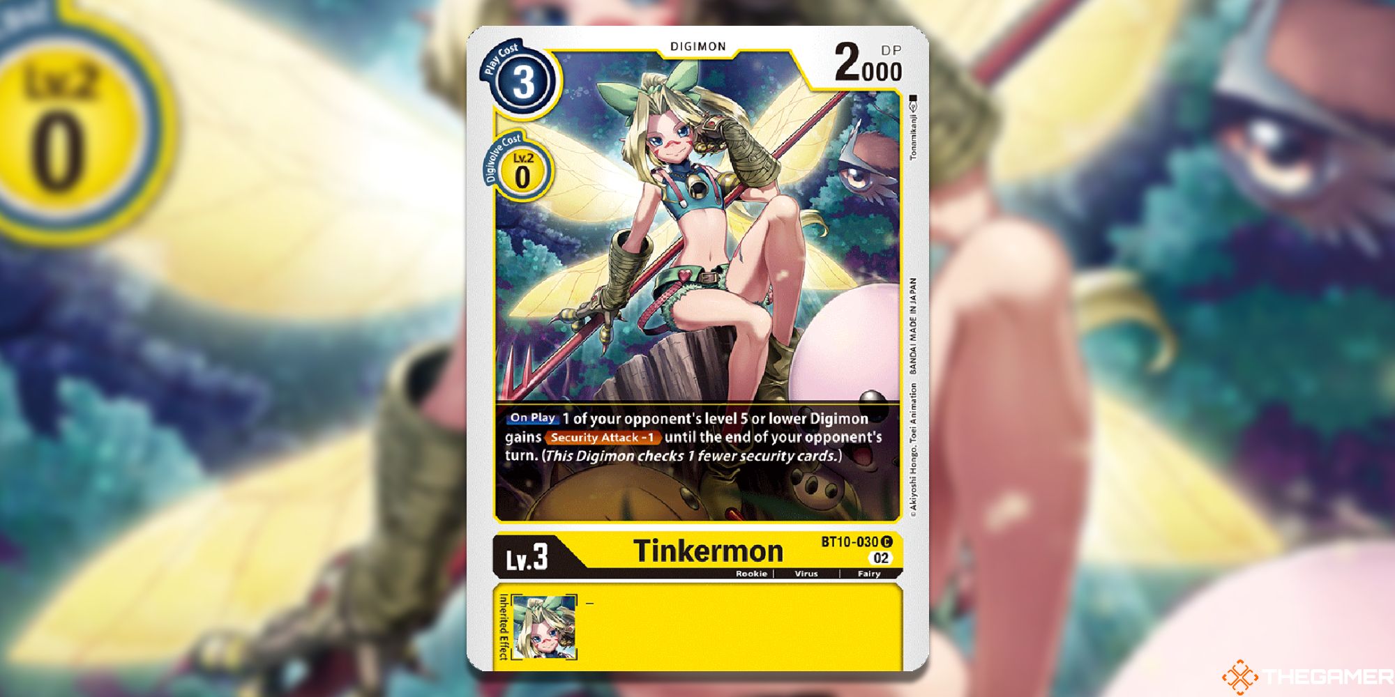 tinkermon card from digimon card game bt10 with blur
