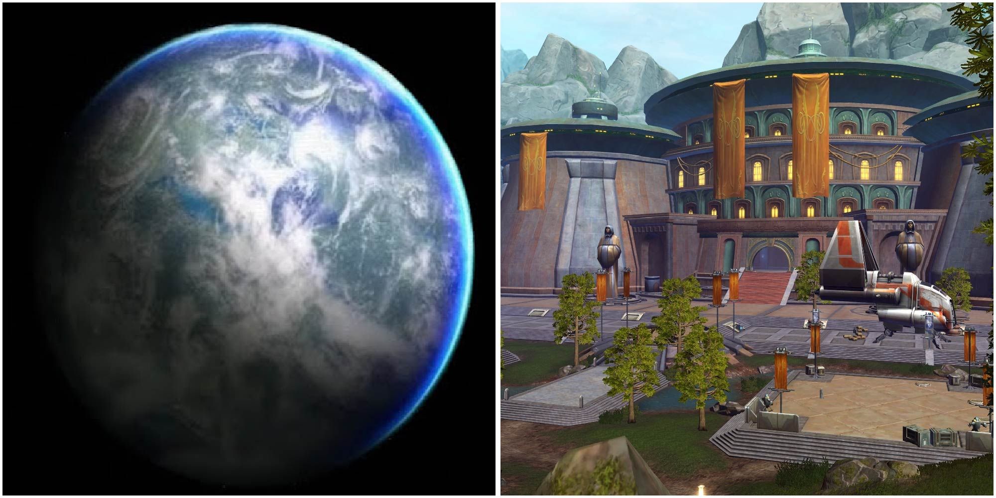The planet Tython and the Jedi Temple, from Star Wars The Old Republic