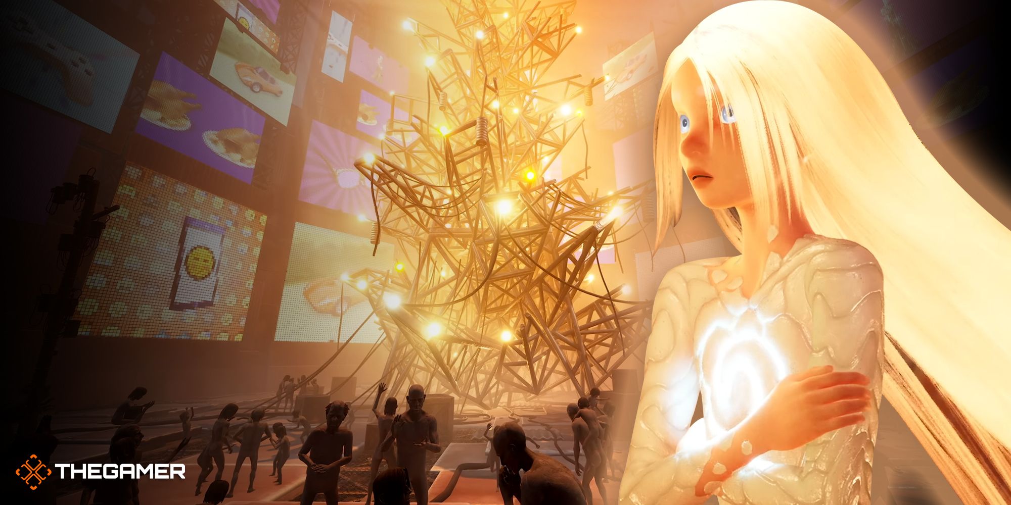 After Us protagonist looking at tangled mess of wires
