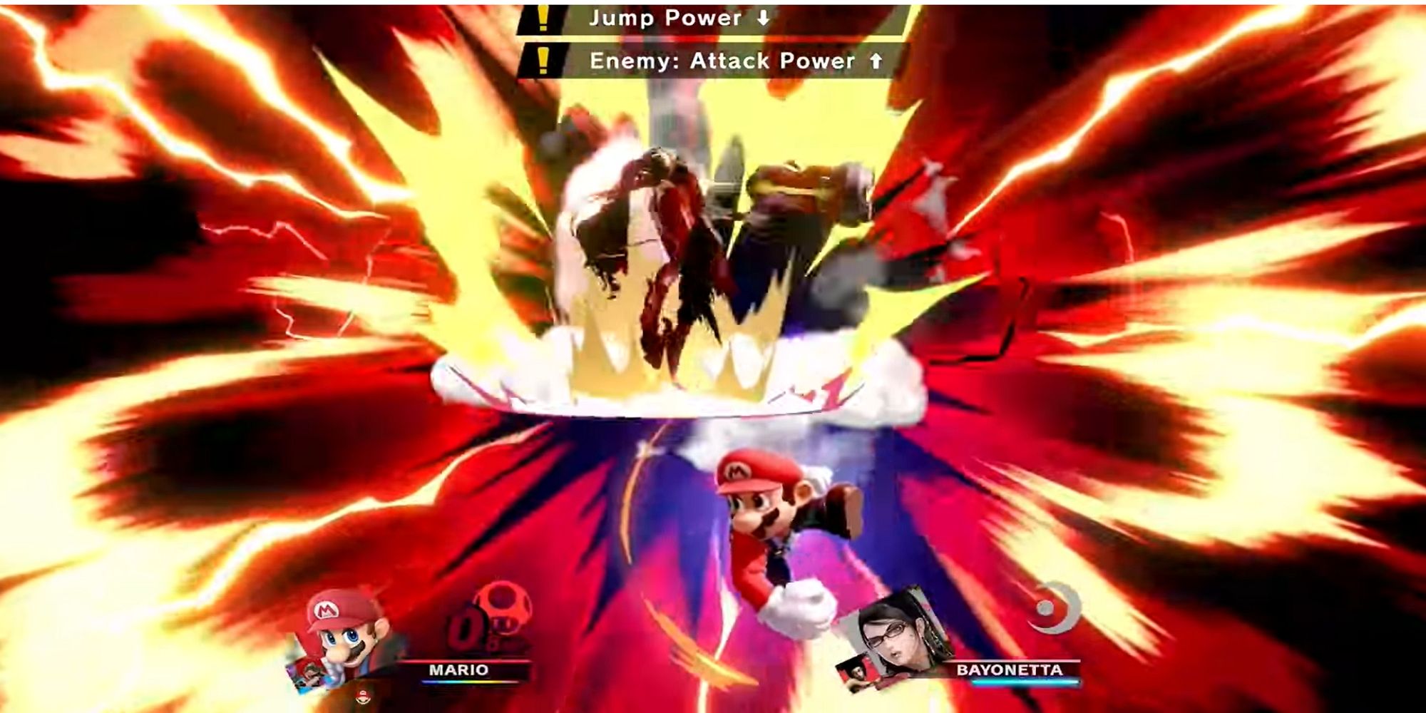 Mario Fights Bayonetta in Super Smash Brothers Ultimate