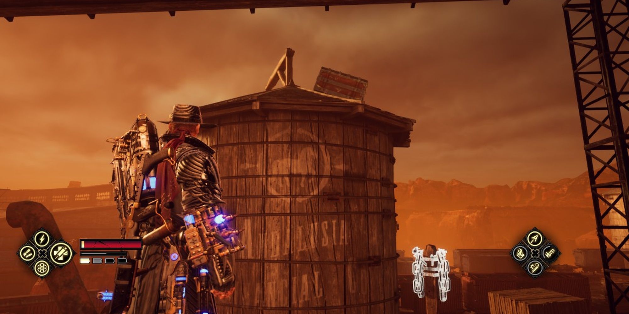 Evil West: Jessie Discovering A Hidden Chest On A Water Tower