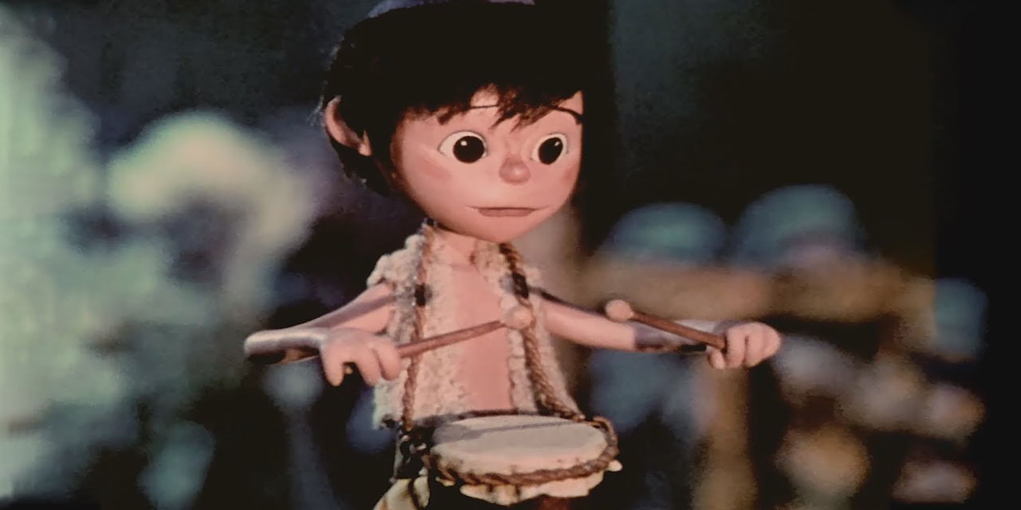 Aaron plays his drum for the newly born baby Jesus in the TV special, The Little Drummer Boy.