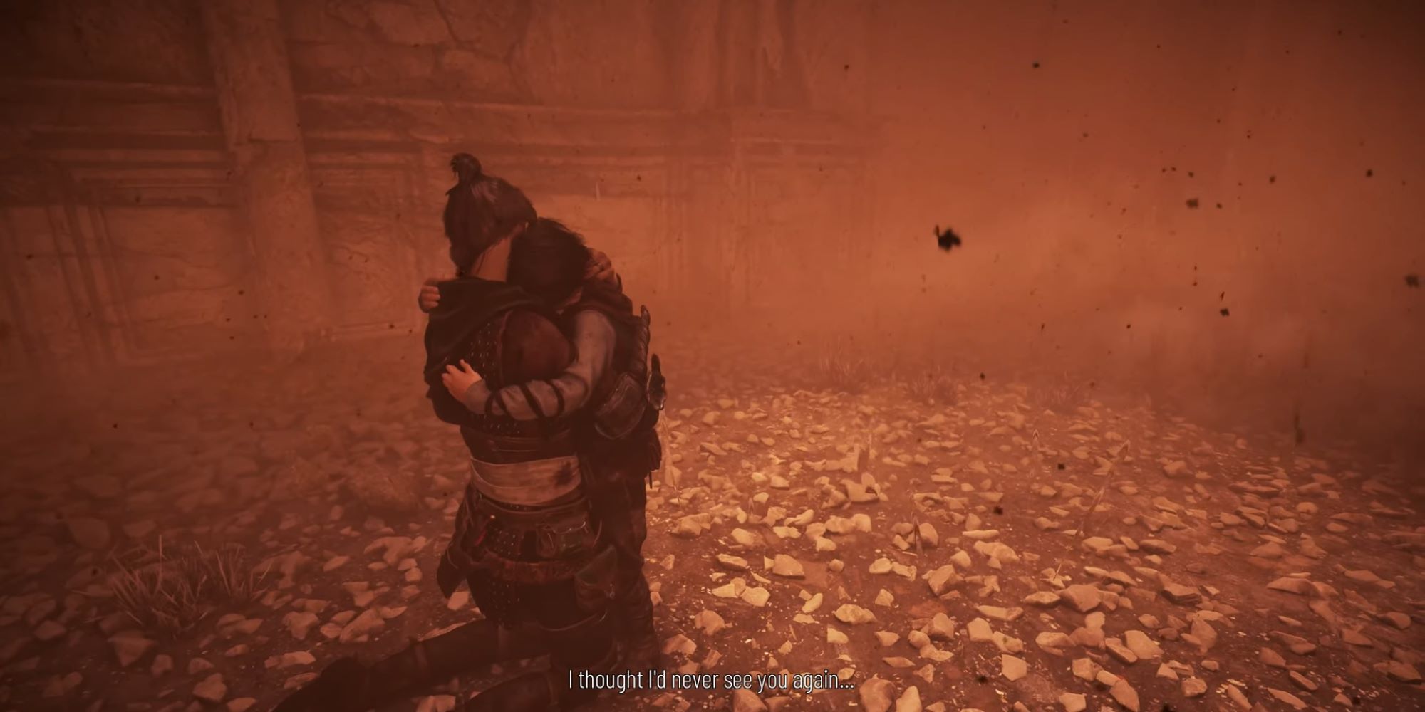 Amicia hugging Hugo in A Plague Tale Requiem