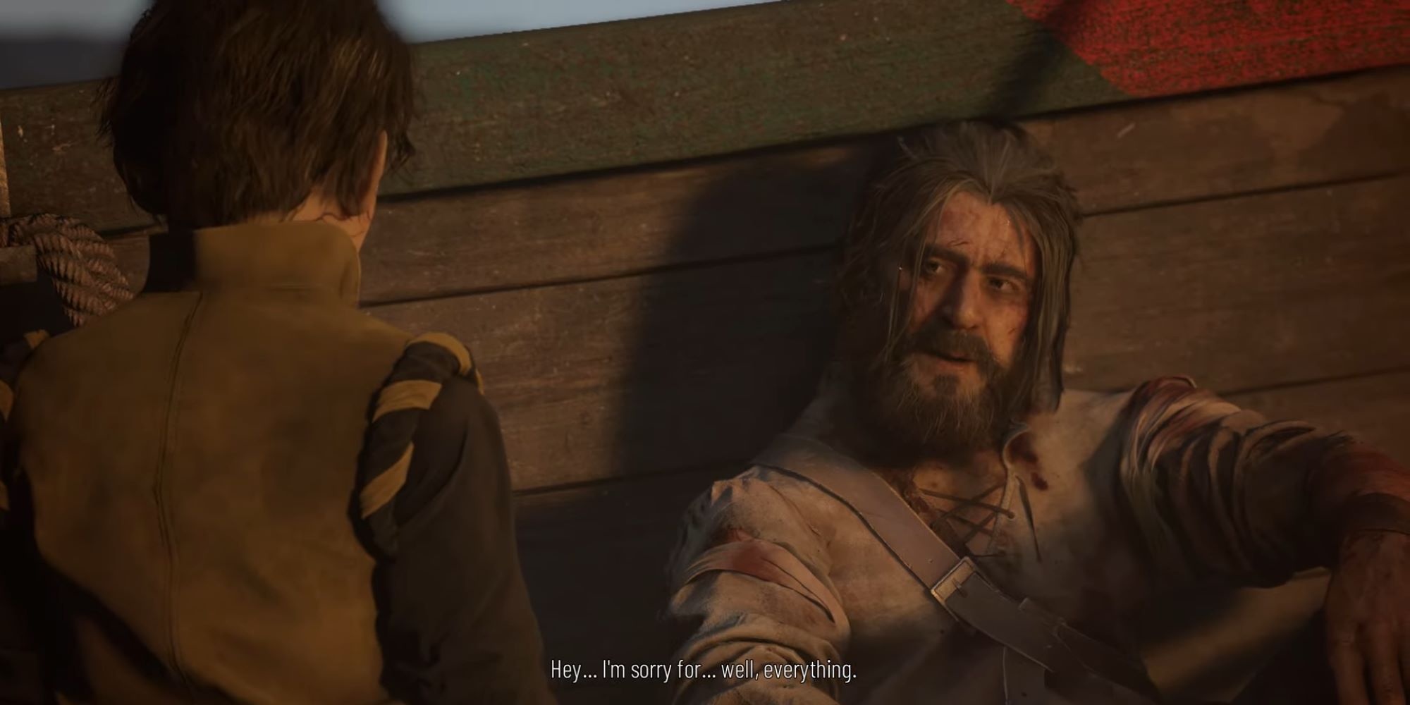Arnaud apologizing from A Plague Tale Requiem