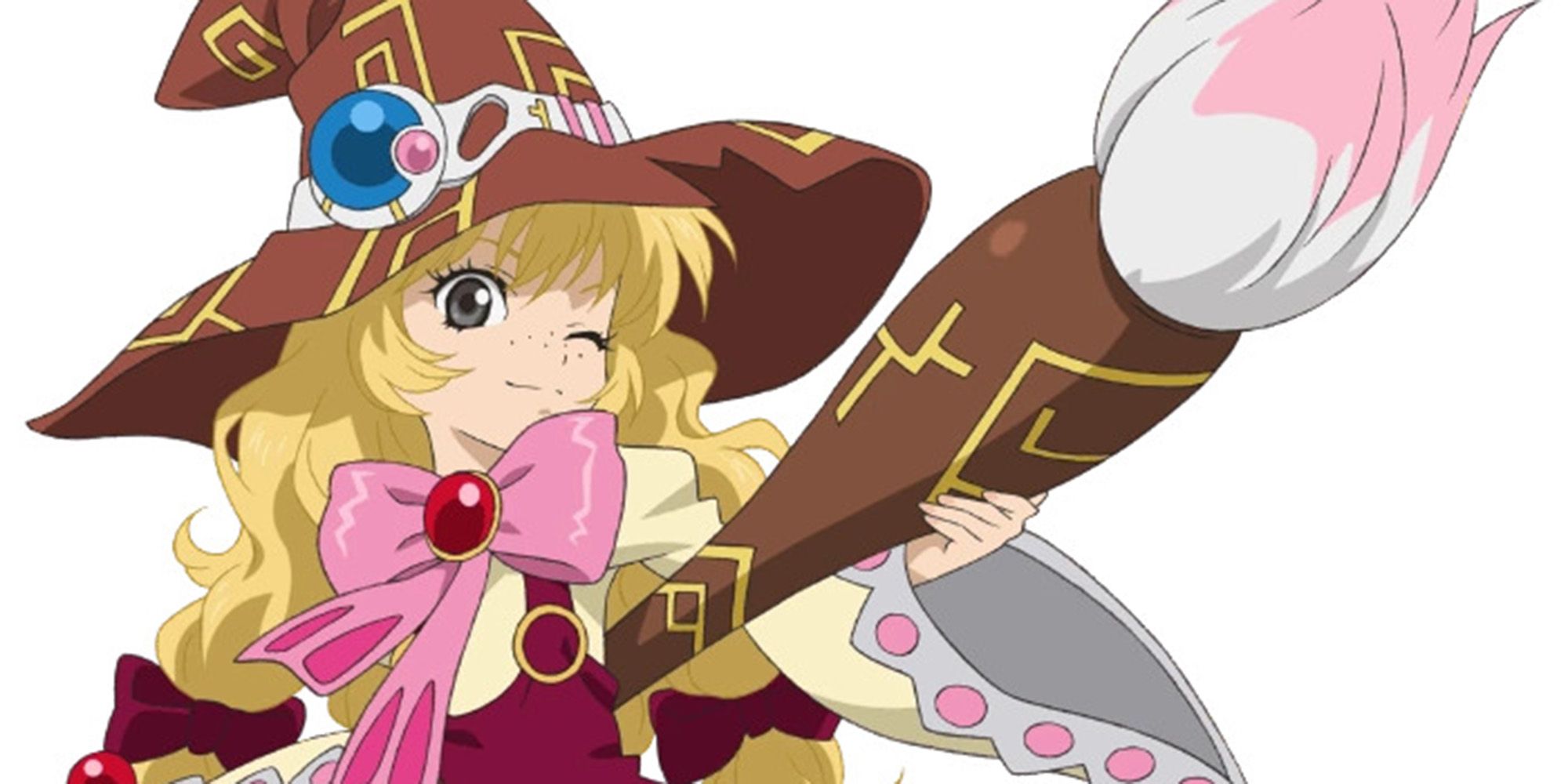 Beryl from Tales of Hearts R winking with her paintbrush
