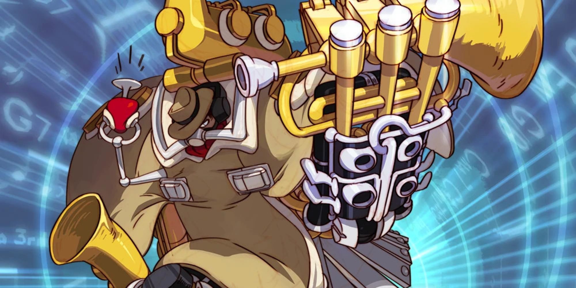 Action shot of Big Band in Skullgirls by Alex Ahad