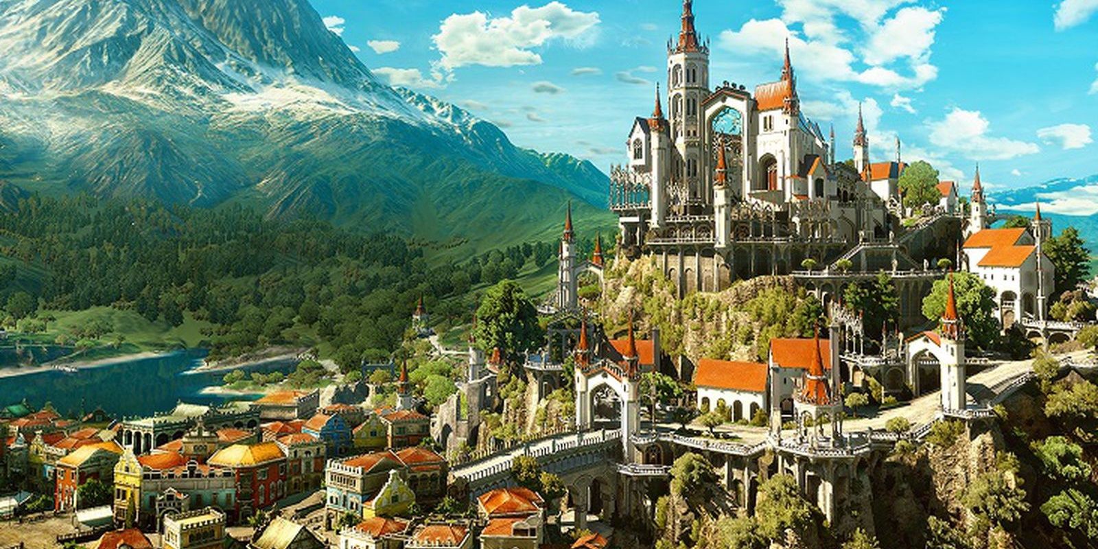 Beauclair spreading across the hills in Witcher 3.