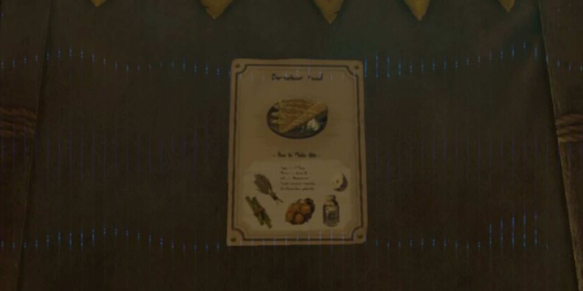 A recipe poster for crepes in Breath of the Wild.