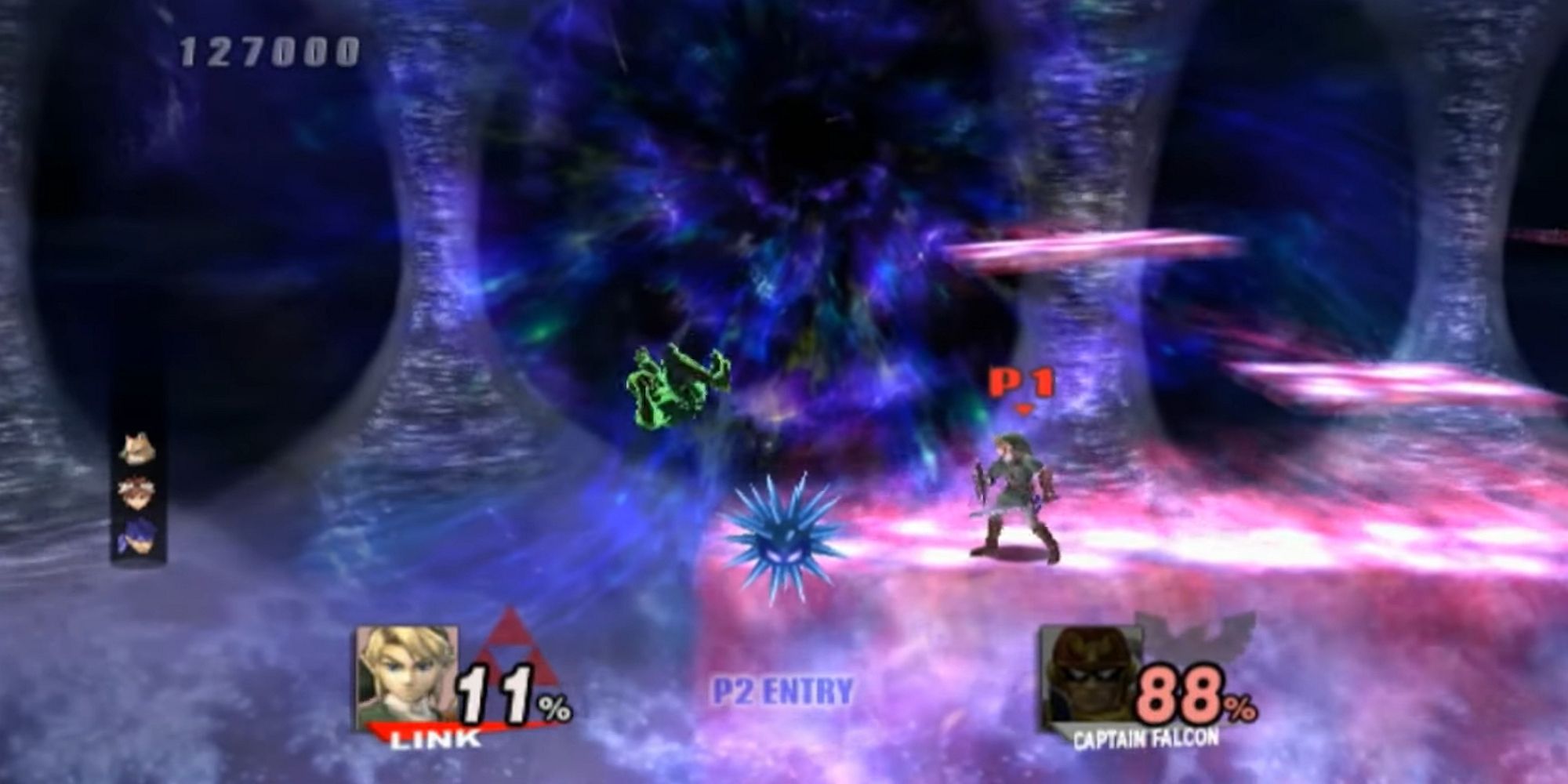 Link fights Falcon in the Great Maze 