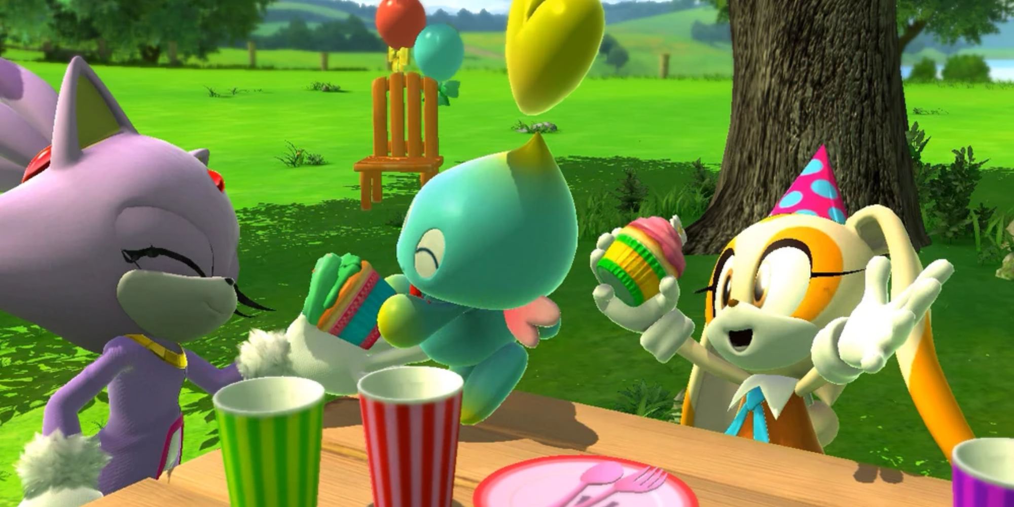 Cheese Gives Blaze Cake As Cream cheers Sonic Generations
