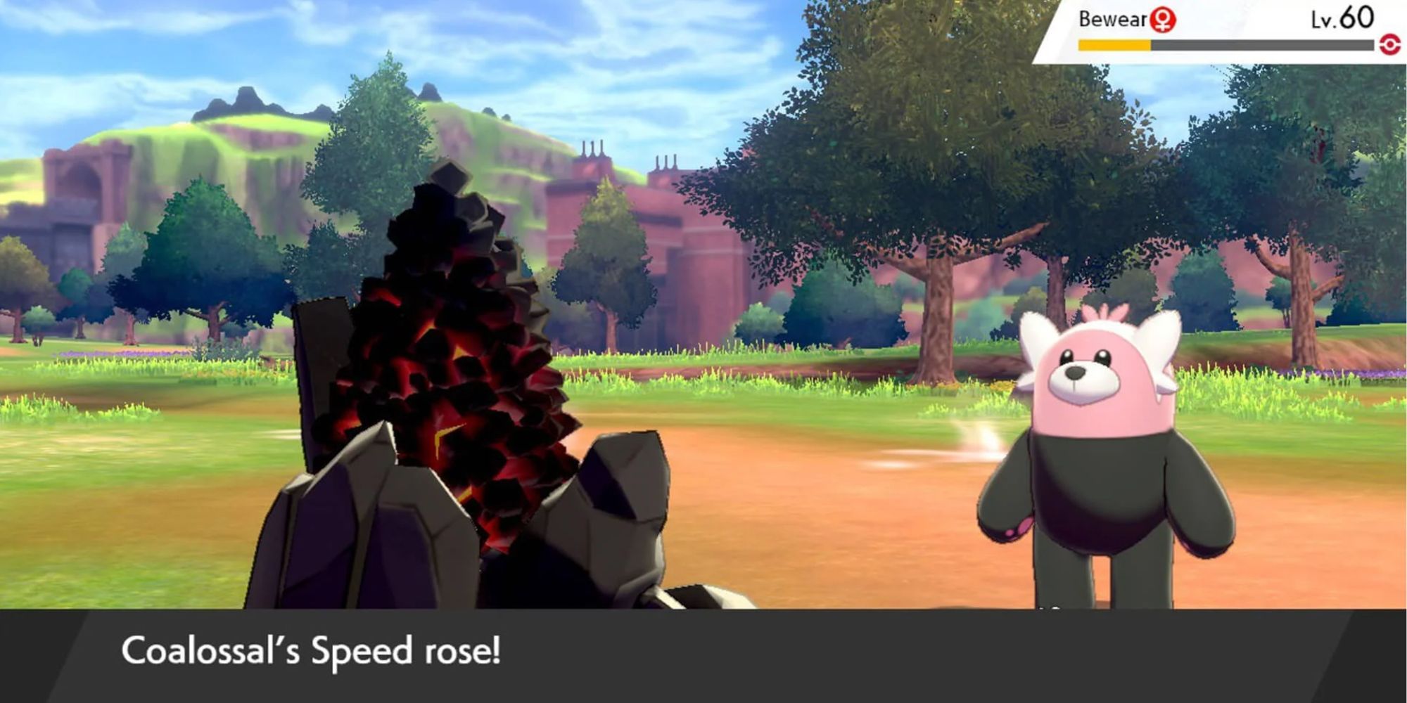 Coalossal Speed Boost in Battle Against Bewear