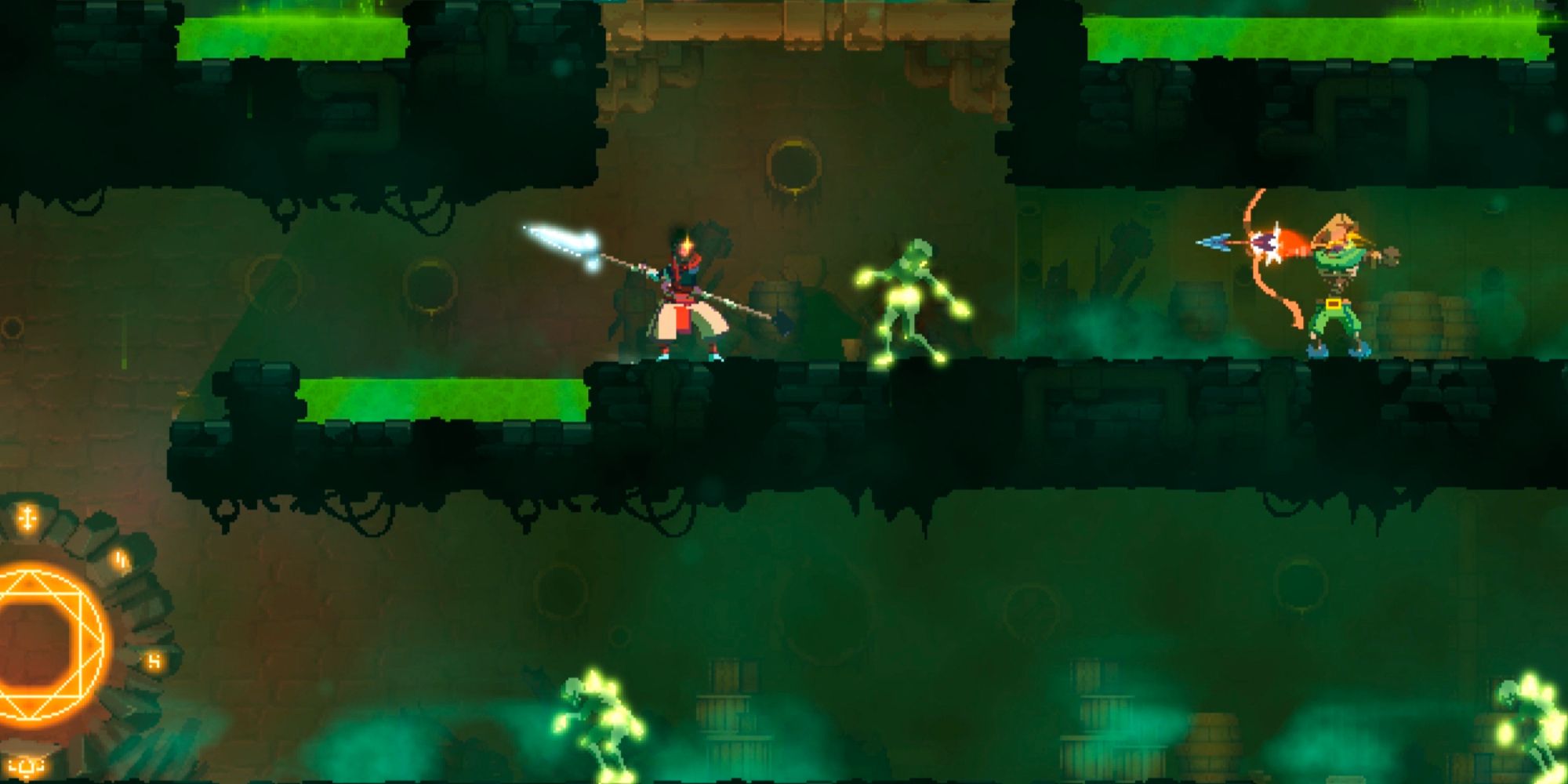 The beheaded fighting enemies in the sewers in Dead Cells