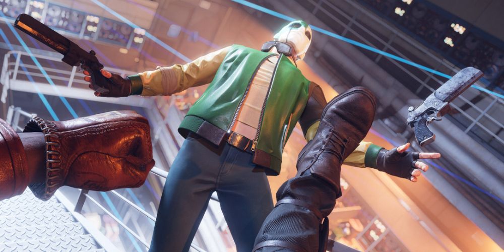 Colt kicking an enemy off a ledge