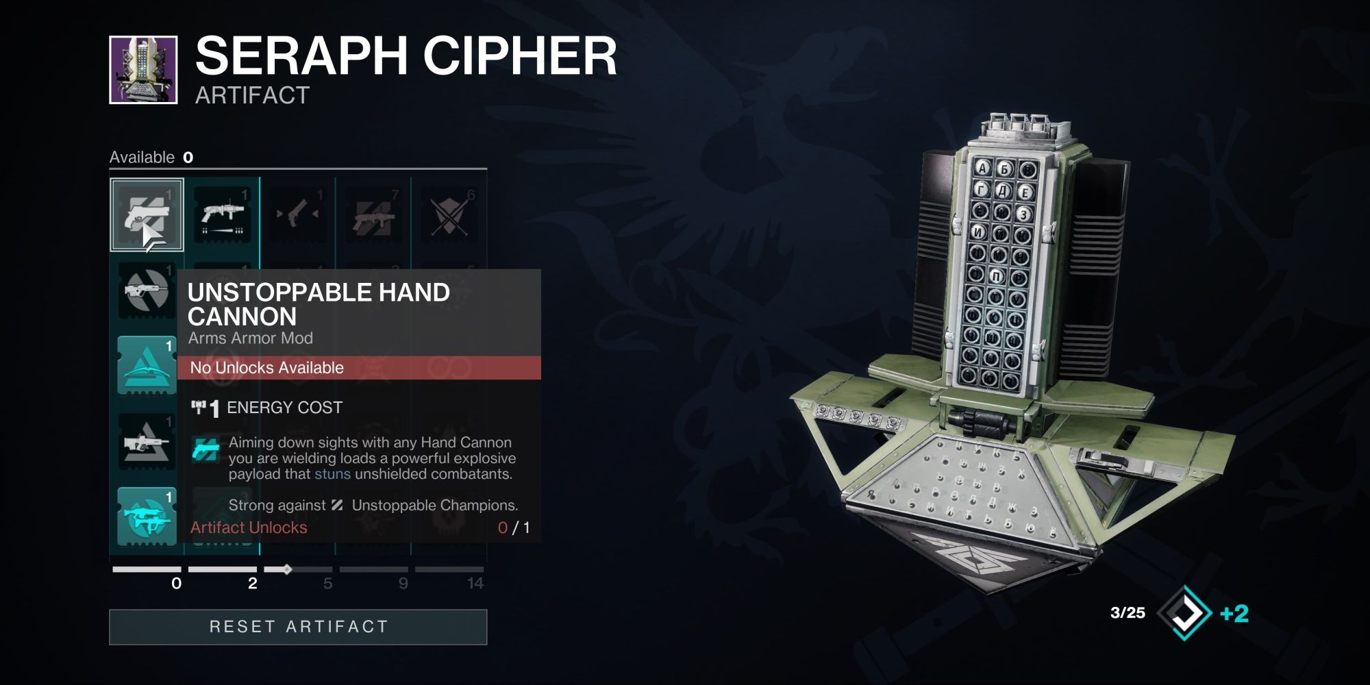 Destiny 2 Seraph Cipher Column One
