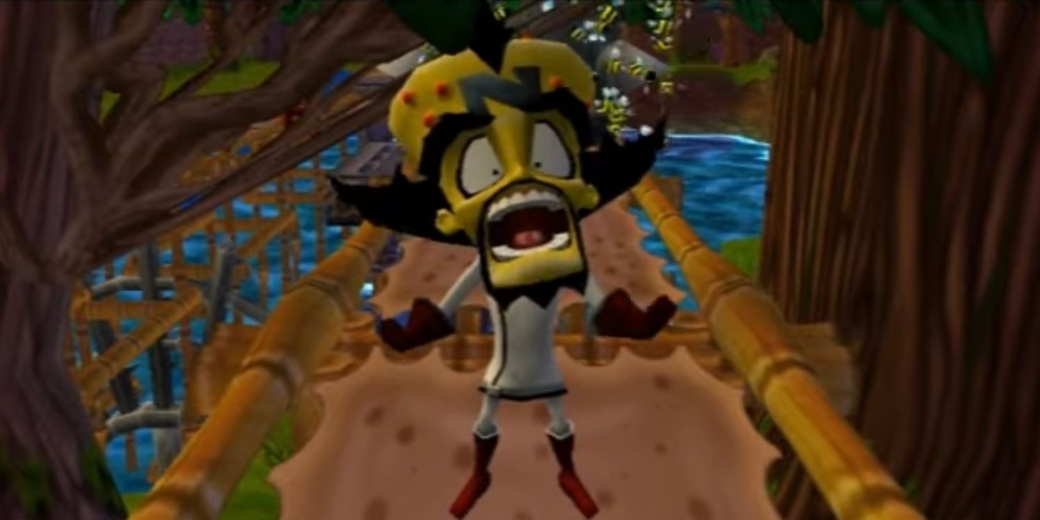 Cortex being attacked by bees in Crash Twinsanity