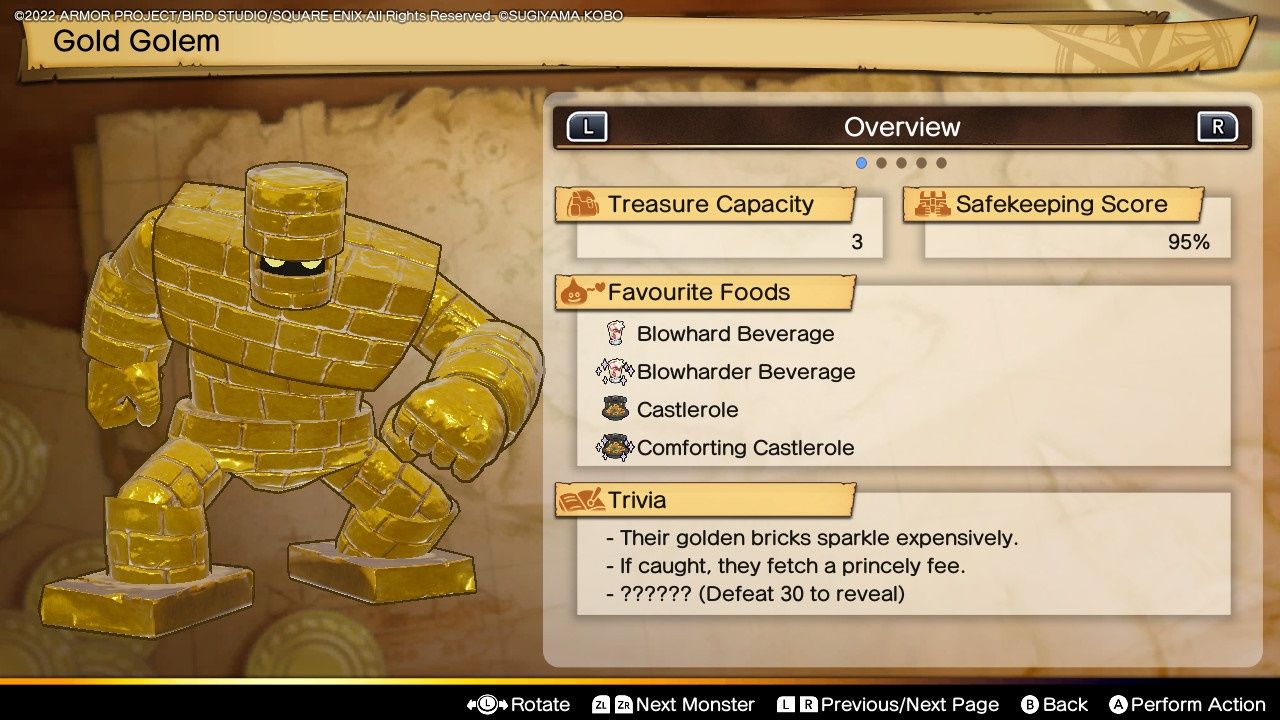 Dragon Quest Treasures, Gold Golem Profile