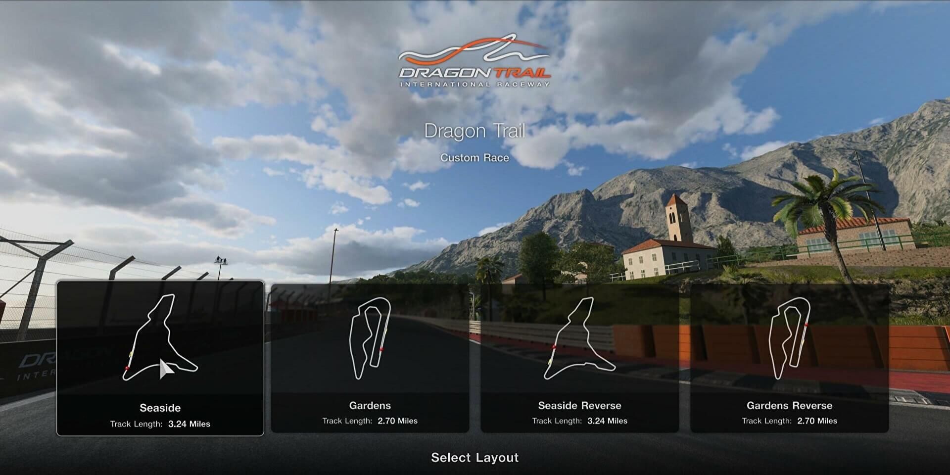 Dragon Trail Seaside GT7 Track Selection Screen