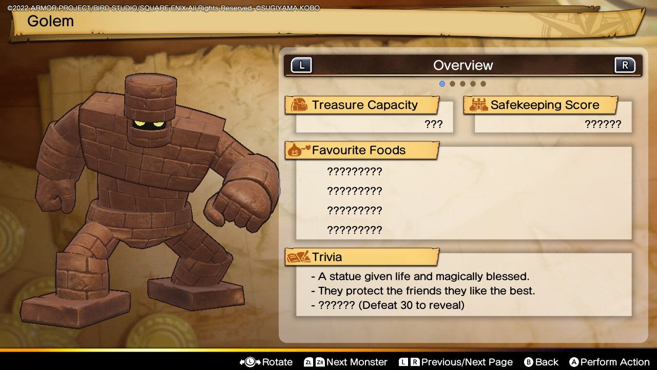 Dragon Quest Treasures, Golem Profile