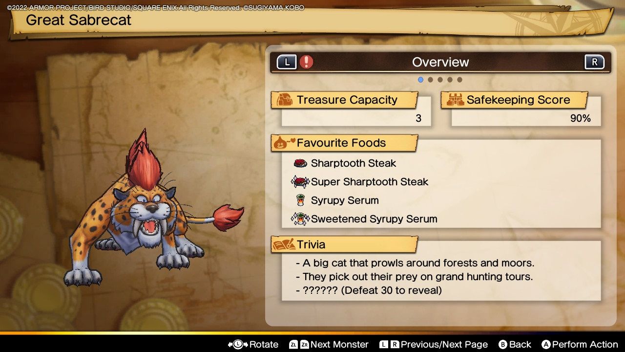 Dragon Quest Treasures, Great Sabercat Profile