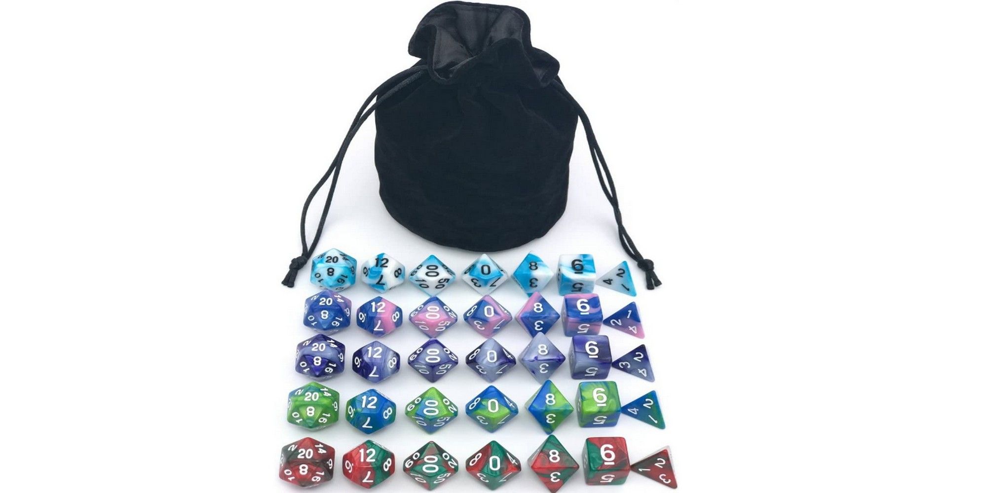dungeons and dragons dice set with bag multicolor
