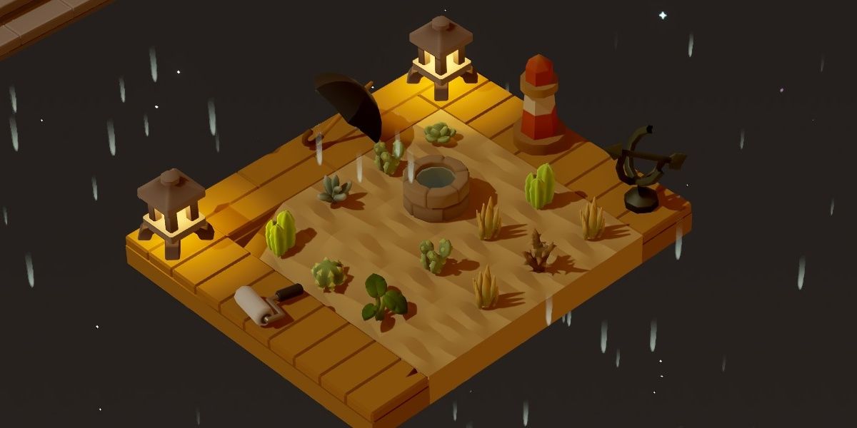 Garden Galaxy Desert Sand Tiles Cacti Lighthouse Weathervane Umbrella And Paint Roller