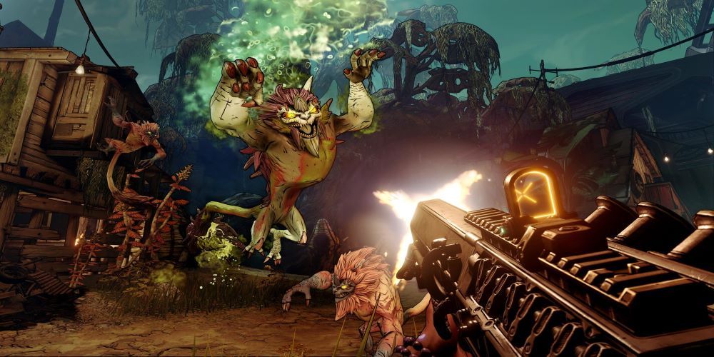 Shooting aliens with an assault rifle
