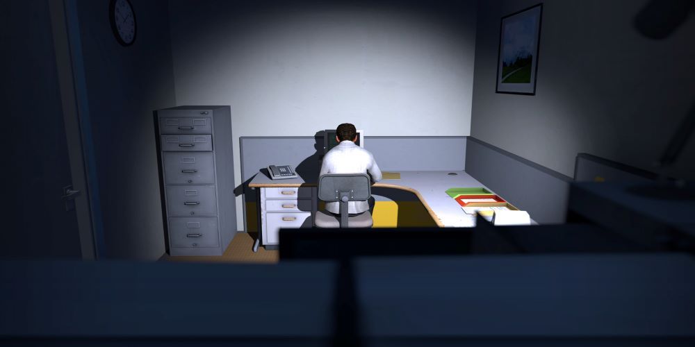 Stanley at his desk working
