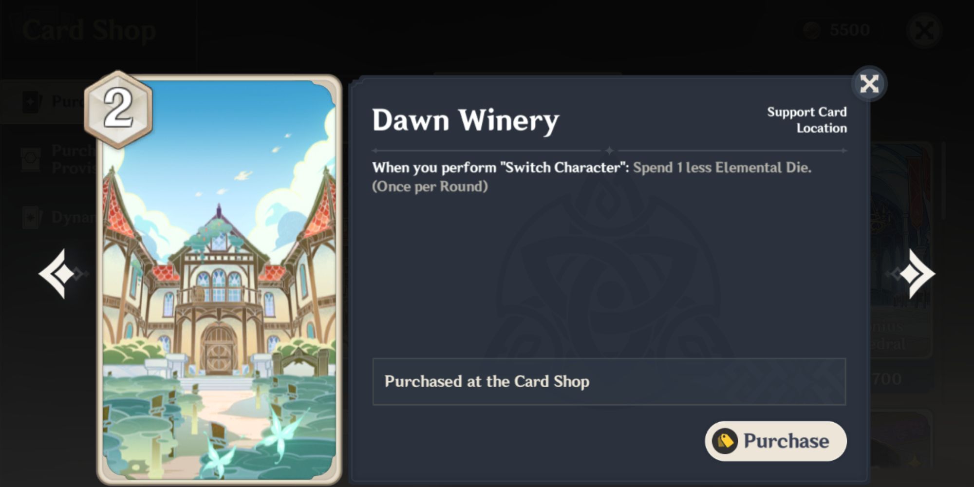 Genshin Impact Genius Invokation TGC Dawn Winery