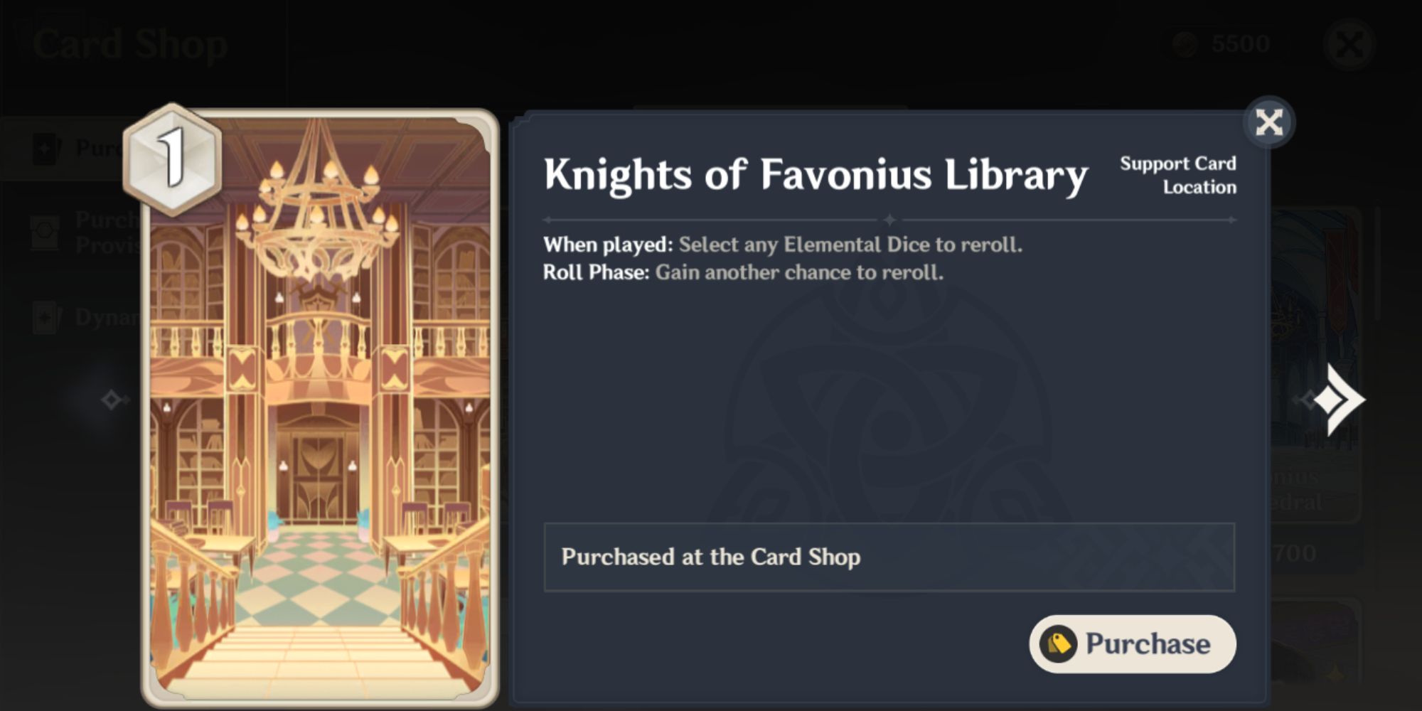 Genshin Impact Genius Invokation TGC Knights of Favonius Library