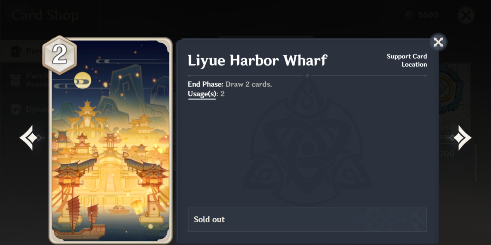 Genshin Impact Genius Invokation TGC Liyue Harbor Wharf