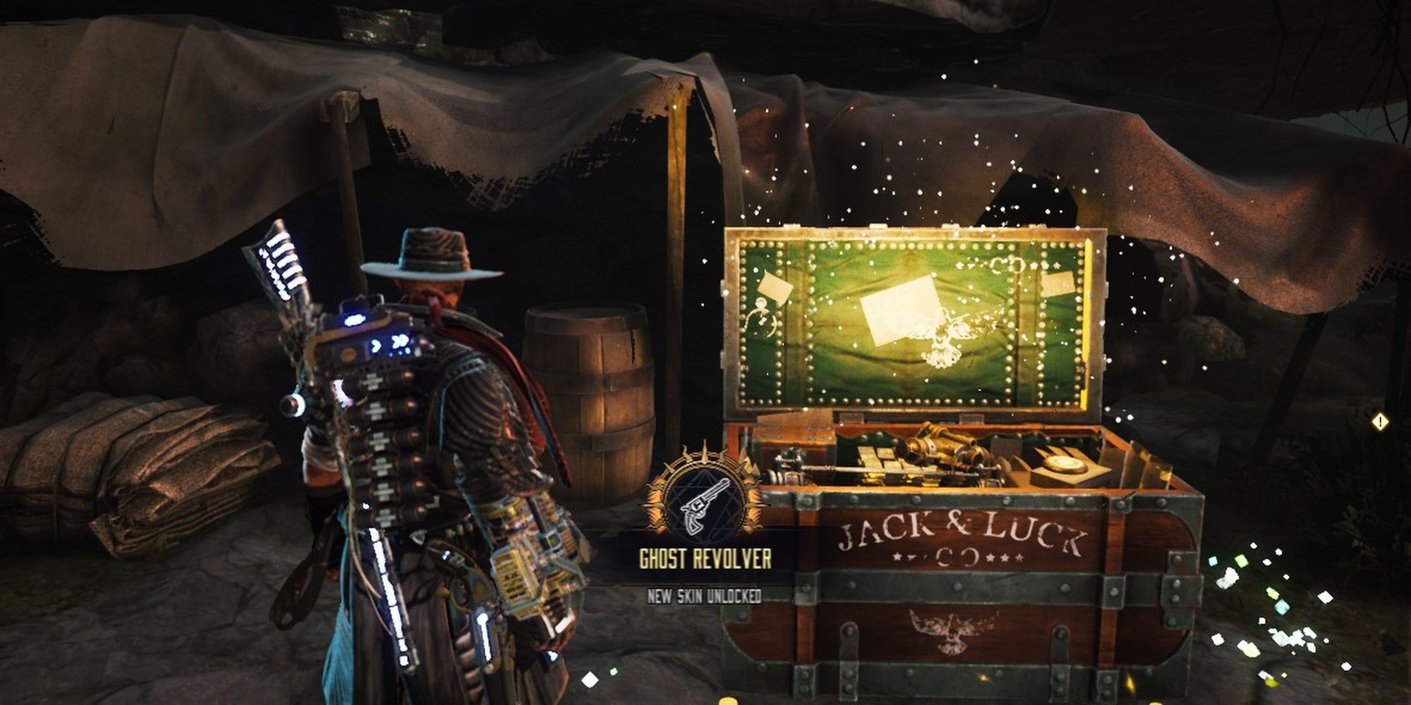 Evil West: Jessie Discovering A Hidden Chest With The Ghost Revolver Skin Inside