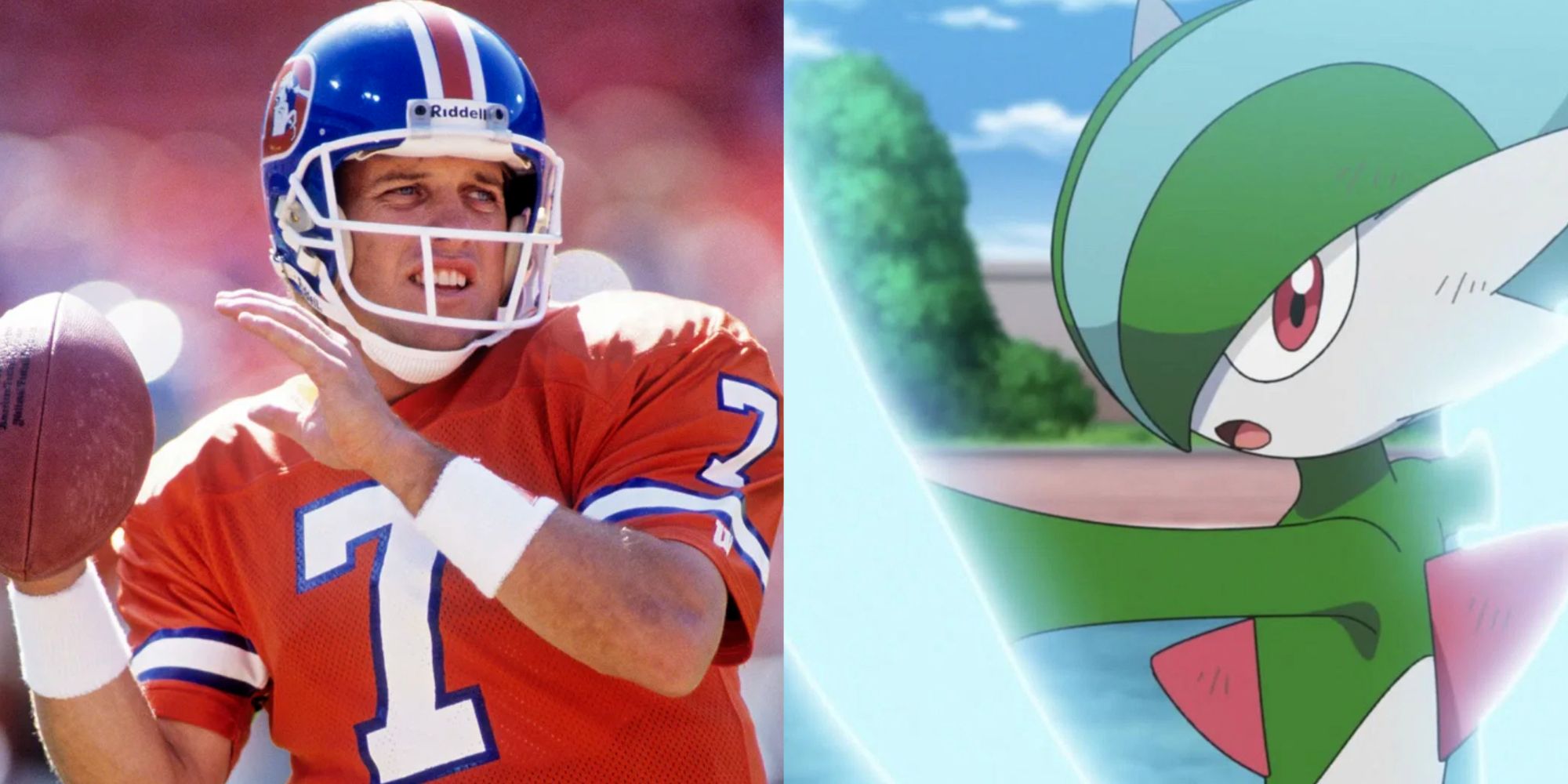 John Elway Plays for Broncos and Gallade Pokemon