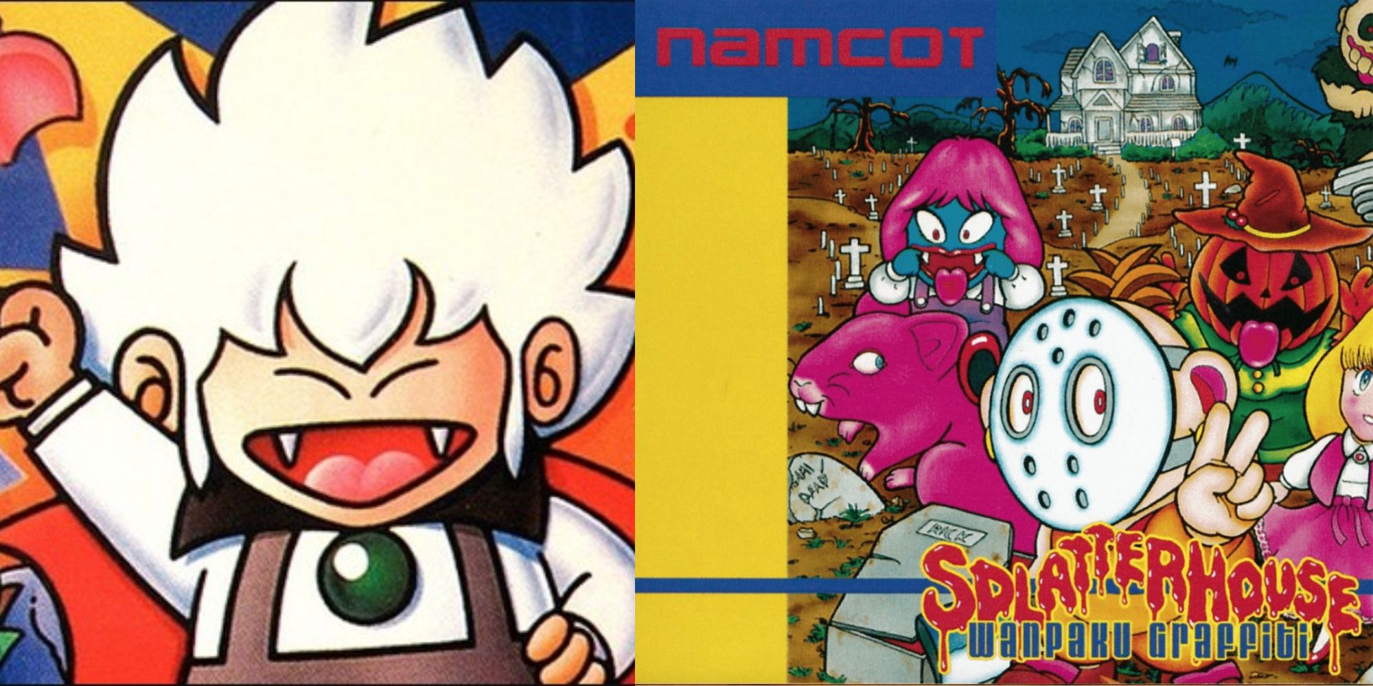 Kid Dracula offical art, & Splatterhouse: Wanpaku Graffiti cover
