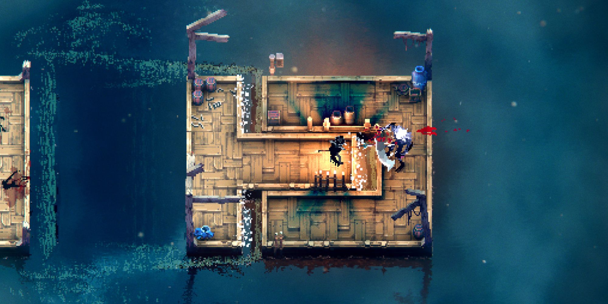 Fighting an enemy on a moveable platform in Loot River