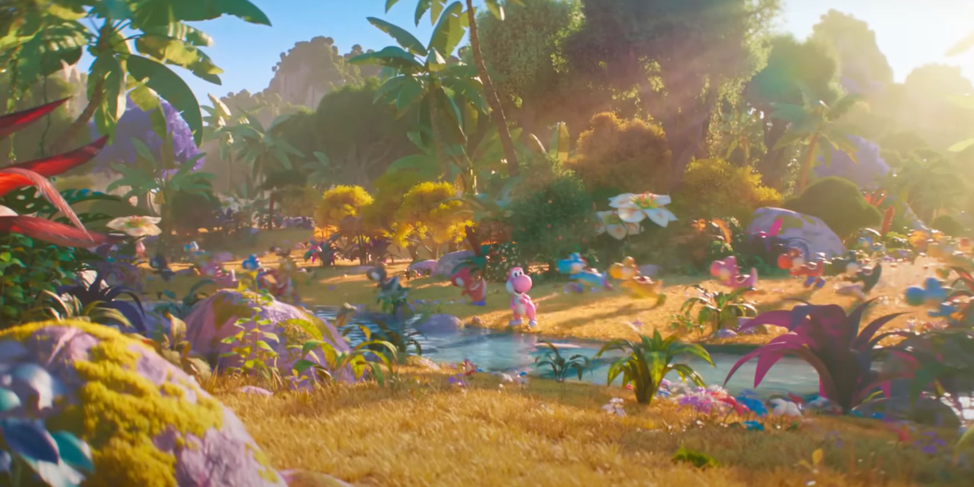 Mario Movie Trailer Yoshi's Island with Yoshis Running