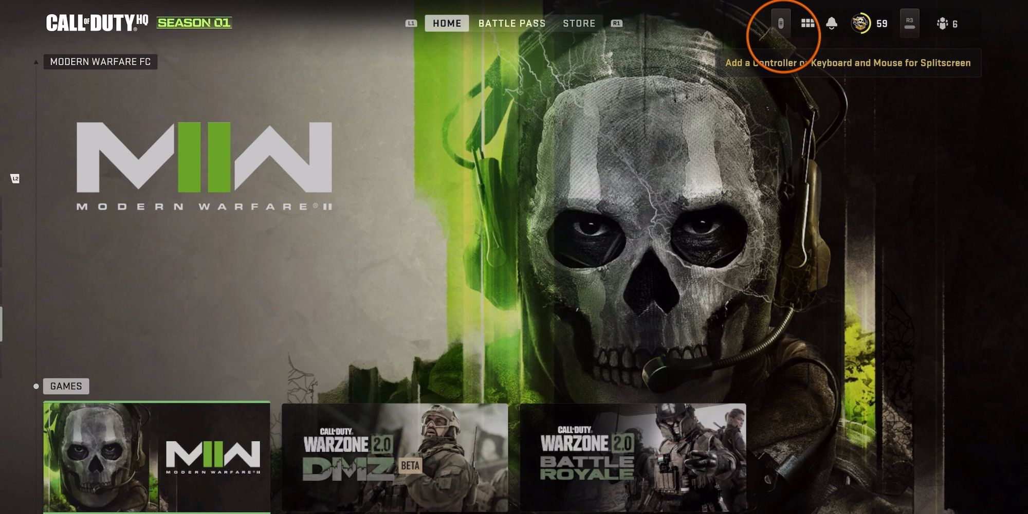 modern warfare 2 menu options circled