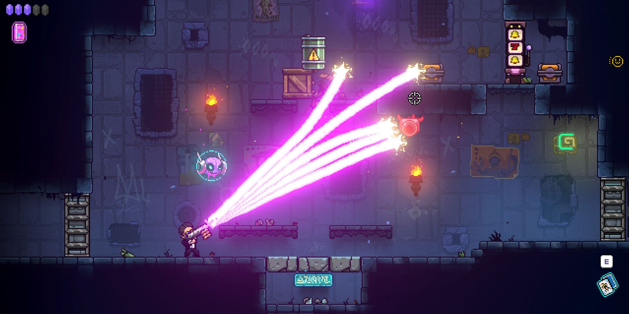 Combat in the first stage of Neon Abyss