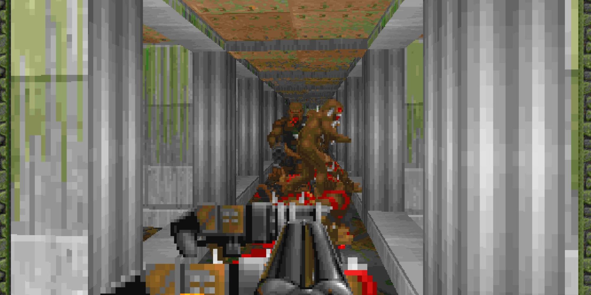 One of the deadly corridors in Stronghold from Final Doom TNT Evilution.