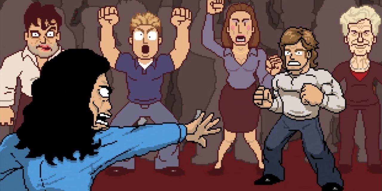 Johnny fighting his best friend Mark at a party