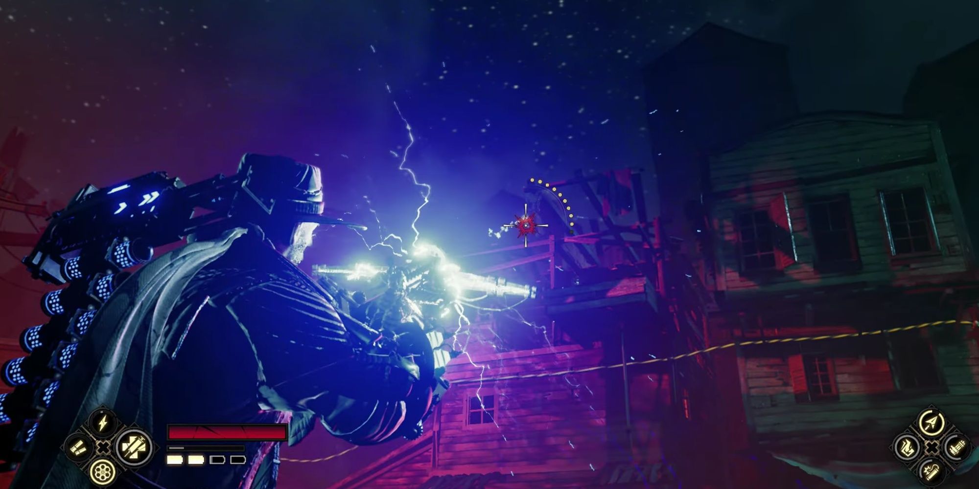 Evil West: Jessie Shooting A Chain To Drop It