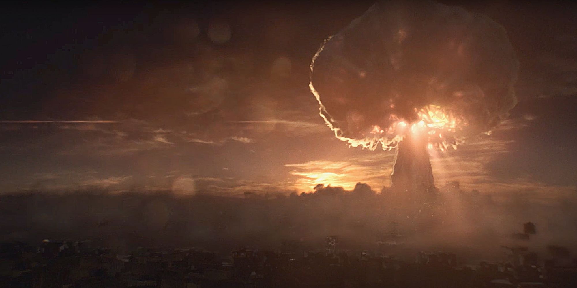 A nuke explosion in Raccoon City in Resident Evil 3.