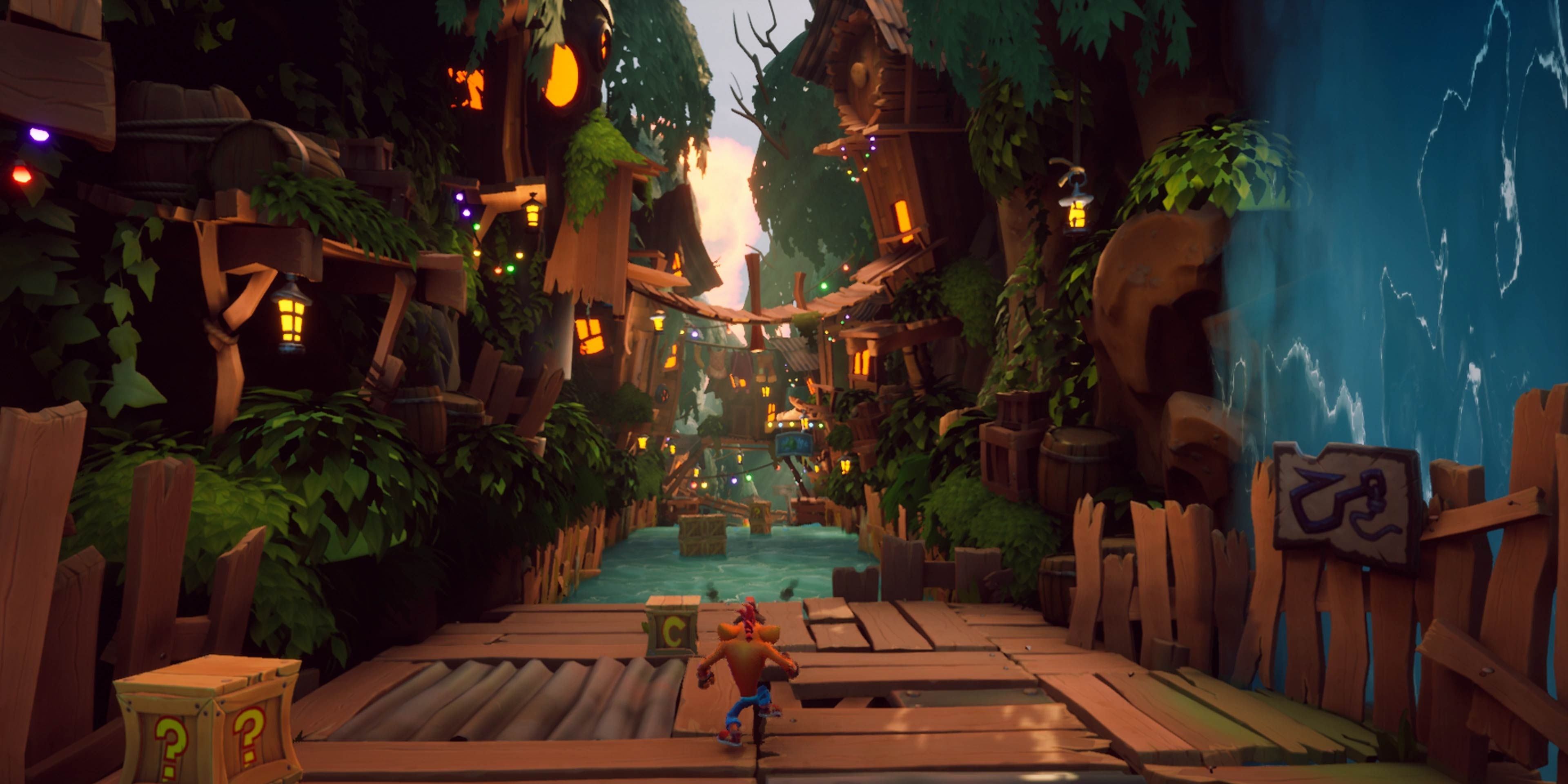 Crash running toward a jetboard in Crash Bandicoot 4: It's About Time