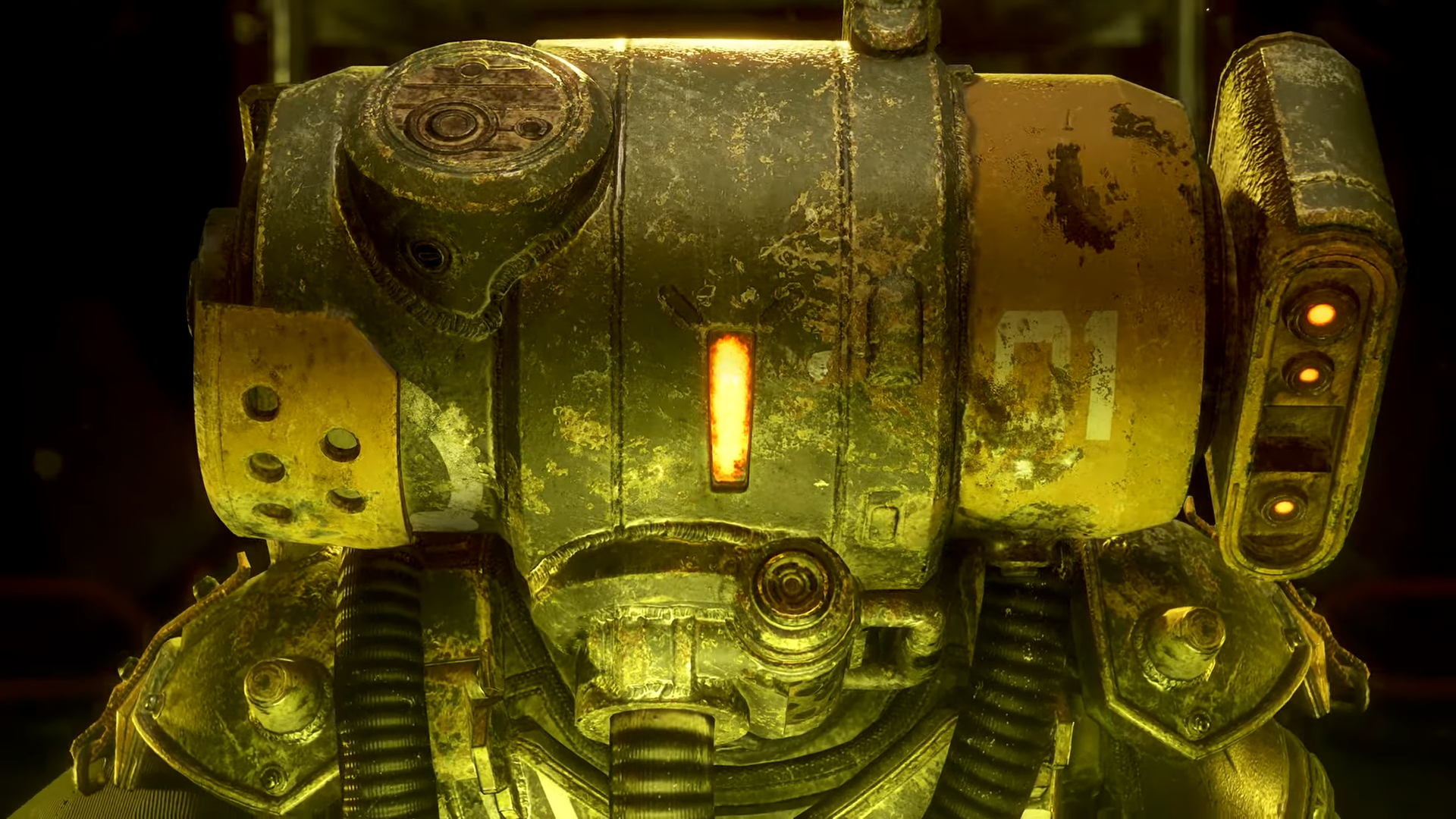 Meet your Maker protagonist robot staring into the camera