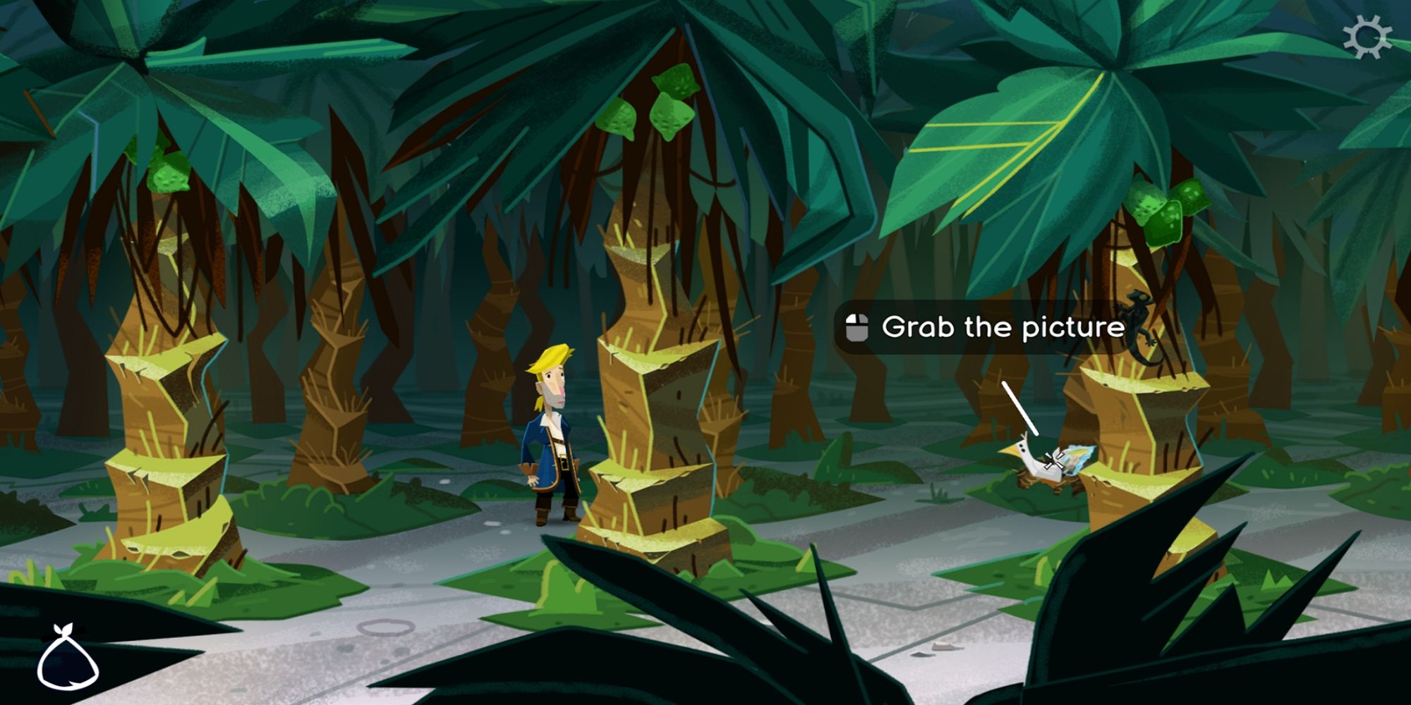 Guybrush Threepwood Trying to Take the Seagull's Picture in Return to Monkey Island
