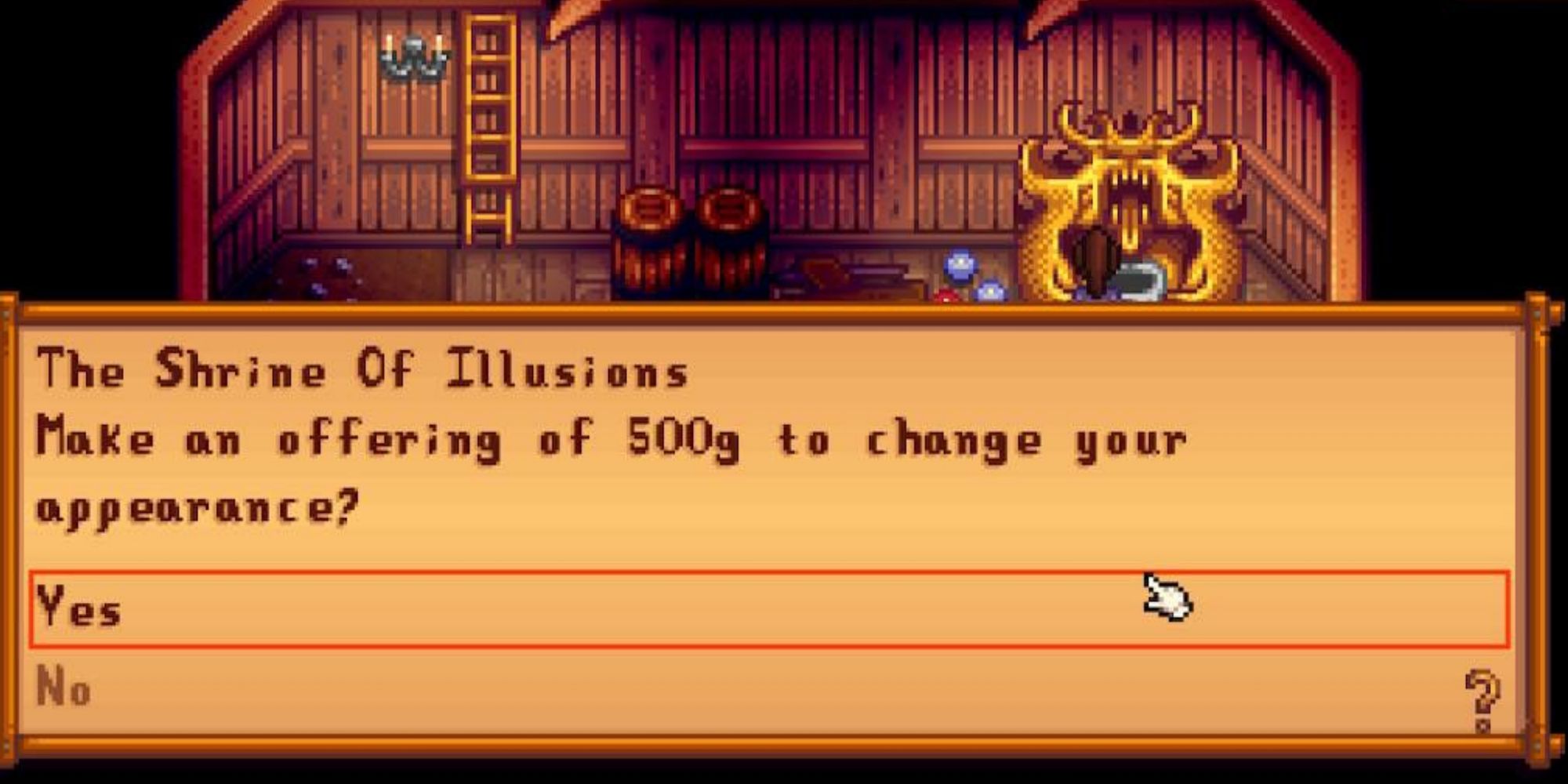 changing appearance in stardew valley at the shrine of illusions