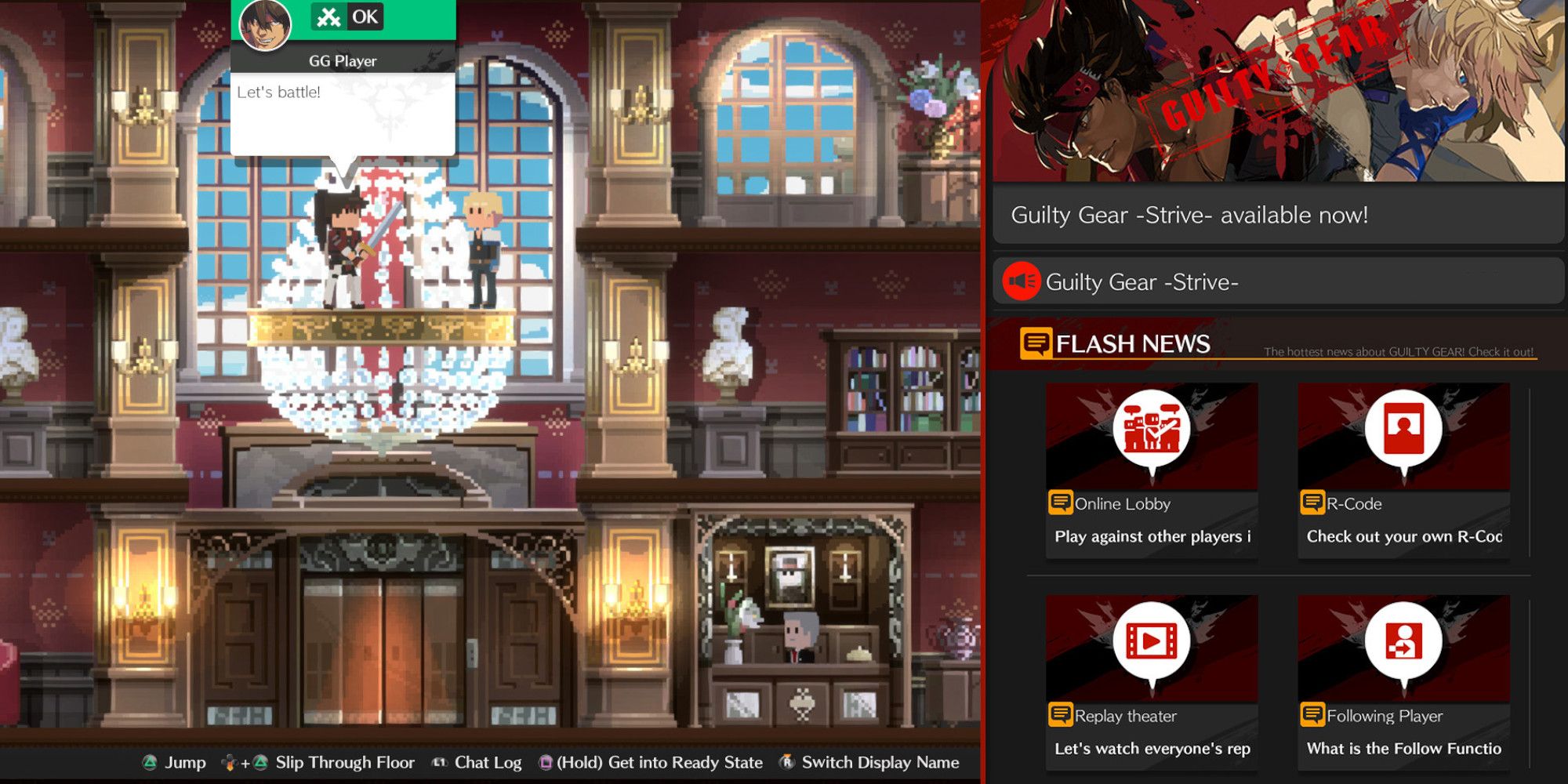 The Online Lobby Menu in Guilty Gear Strive