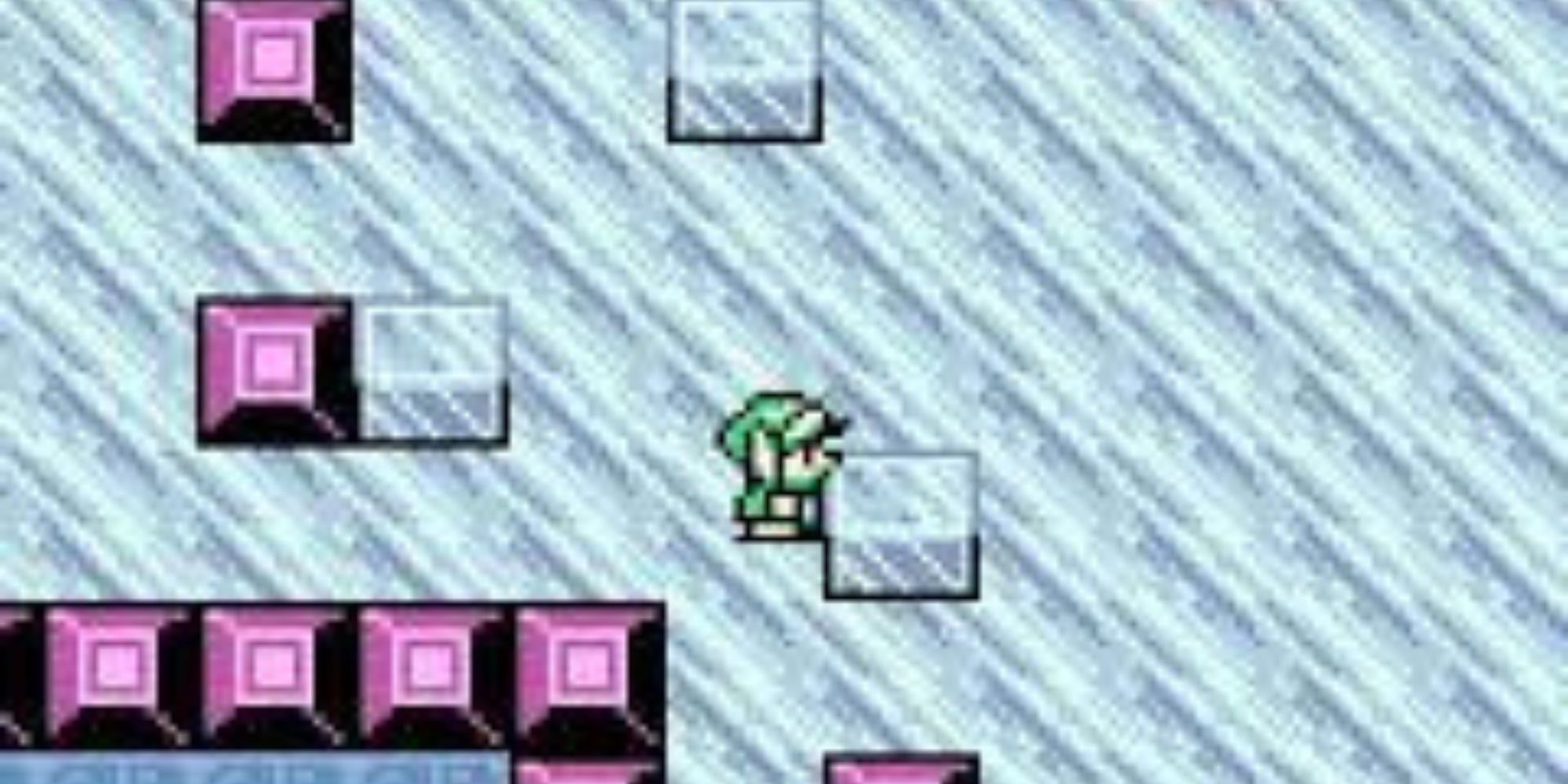 Link pushes an ice block inside the Sword and Shield Maze