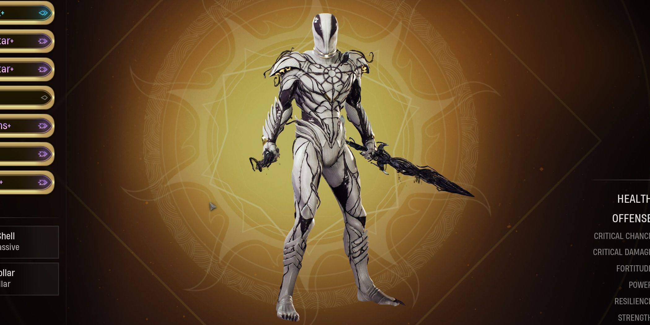 The Faithbreaker suit which comes with the Symbiote Shell passive ability